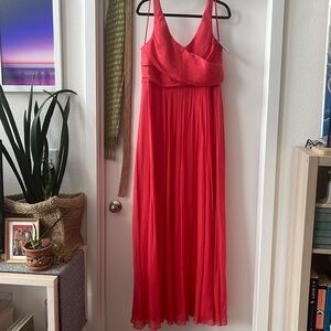 J. Crew chiffon gown, NWT, strawberry, Size 16